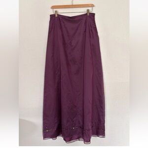 Ann Taylor Plum Maxi Skirt Vintage Silk Beaded